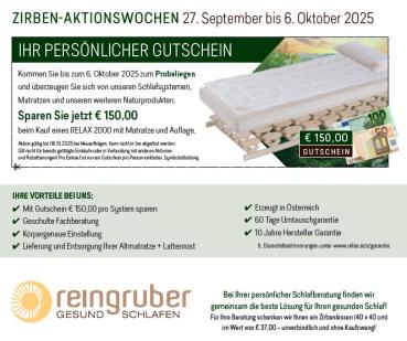 Relax2000 ZIRBEN-AKTIONSWOCHE September/ Oktober 2025