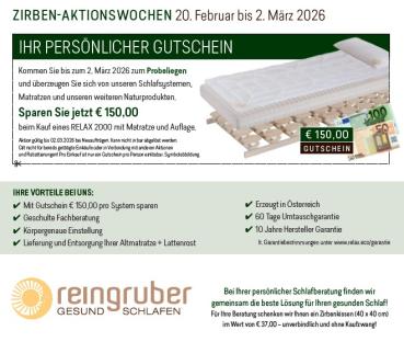 Preview: Relax2000 ZIRBEN-AKTIONSWOCHE 20.2. - 2.3.2026